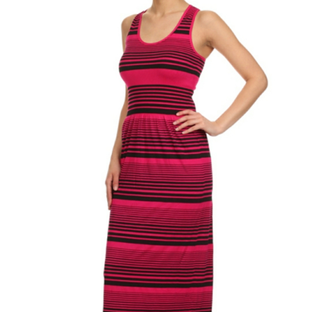 Striped Scoop Neck Sleeveless Racerback Maxi Dress